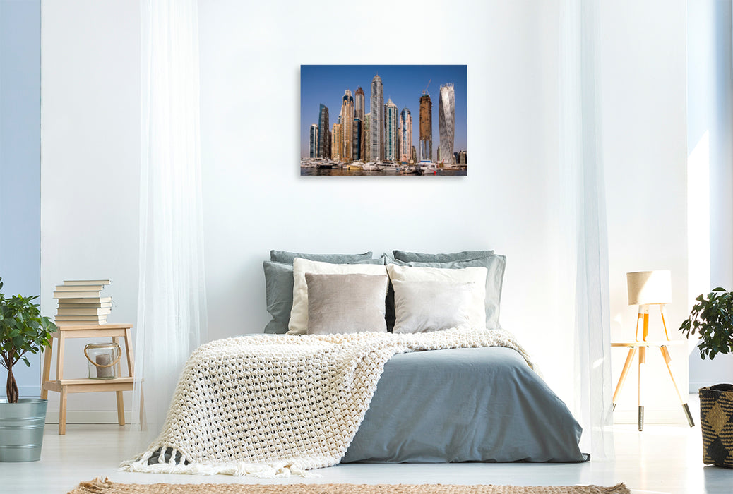 Premium Textil-Leinwand Premium Textil-Leinwand 120 cm x 80 cm quer Dubai Marina Skyline