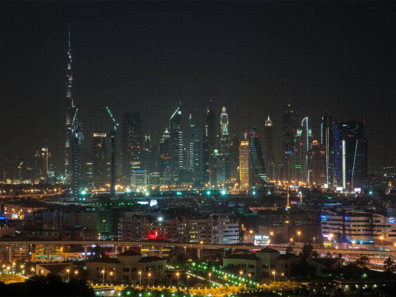 Dubai Skyline @ Night - CALVENDO Foto-Puzzle'