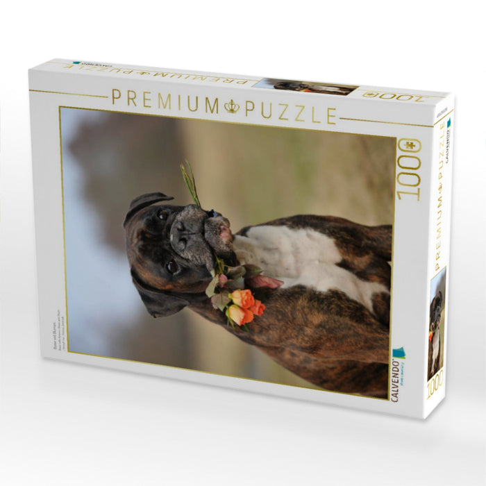 Boxer mit Blumen - CALVENDO Foto-Puzzle'