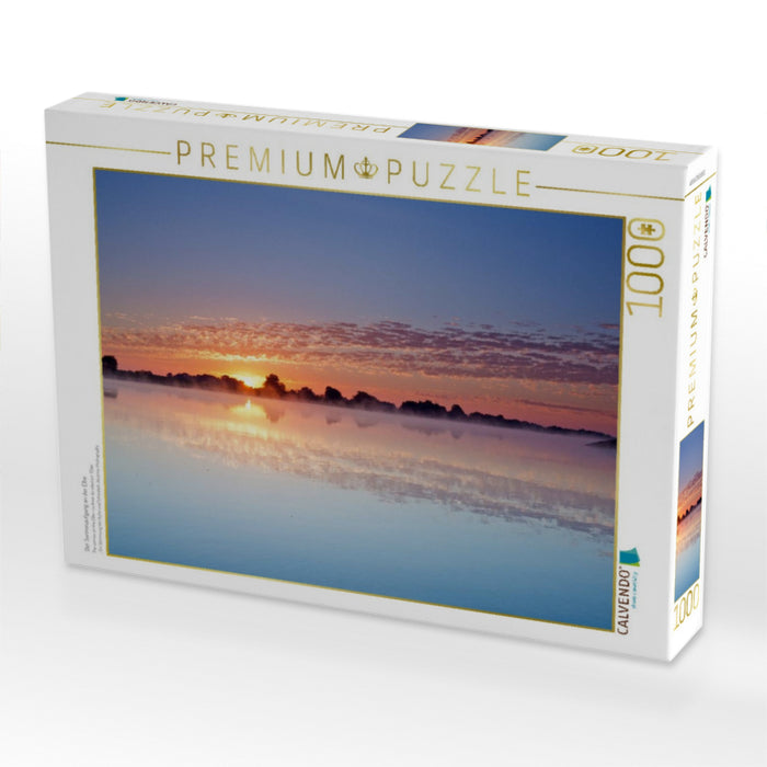 Der Sonnenaufgang an der Elbe - CALVENDO Foto-Puzzle'