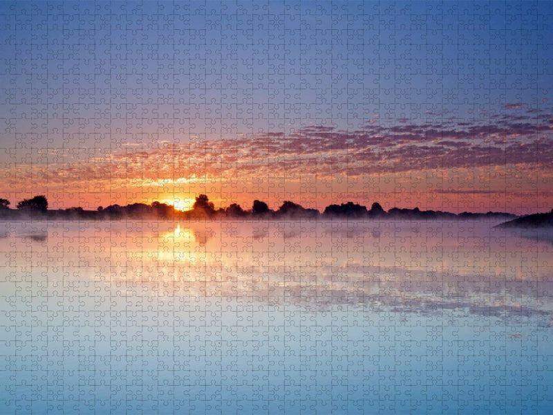 Der Sonnenaufgang an der Elbe - CALVENDO Foto-Puzzle'
