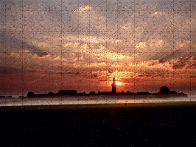 Sonnenaufgang über Hannberg 1000 Teile Puzzle quer - CALVENDO Foto-Puzzle'