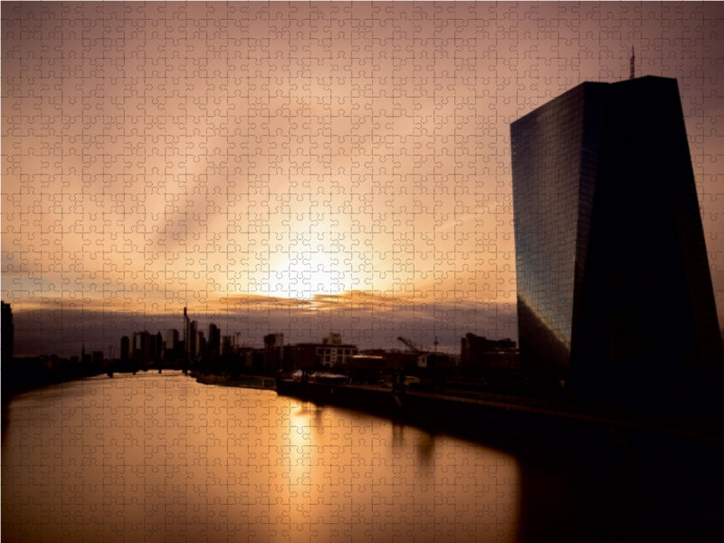 Sonnenuntergang am Osthafen, Langzeitbelichtung 1000 Teile Puzzle quer - CALVENDO Foto-Puzzle'
