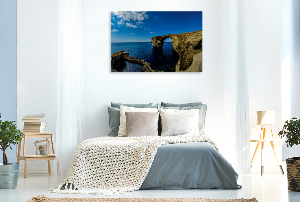 Premium Textil-Leinwand Premium Textil-Leinwand 120 cm x 80 cm quer Azure Window - Gozo, Malta