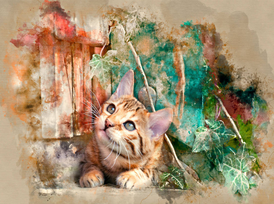 Die junge Katze unter´m Zaun - CALVENDO Foto-Puzzle'