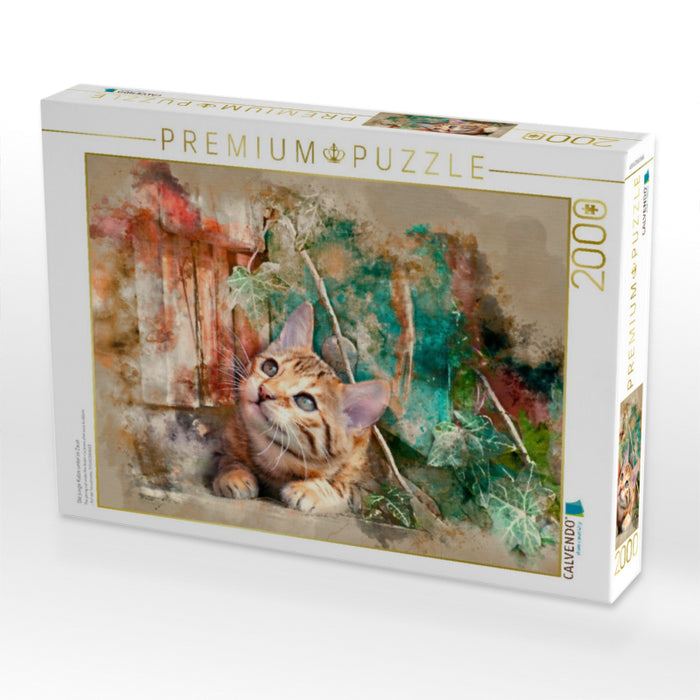 Die junge Katze unter´m Zaun - CALVENDO Foto-Puzzle'