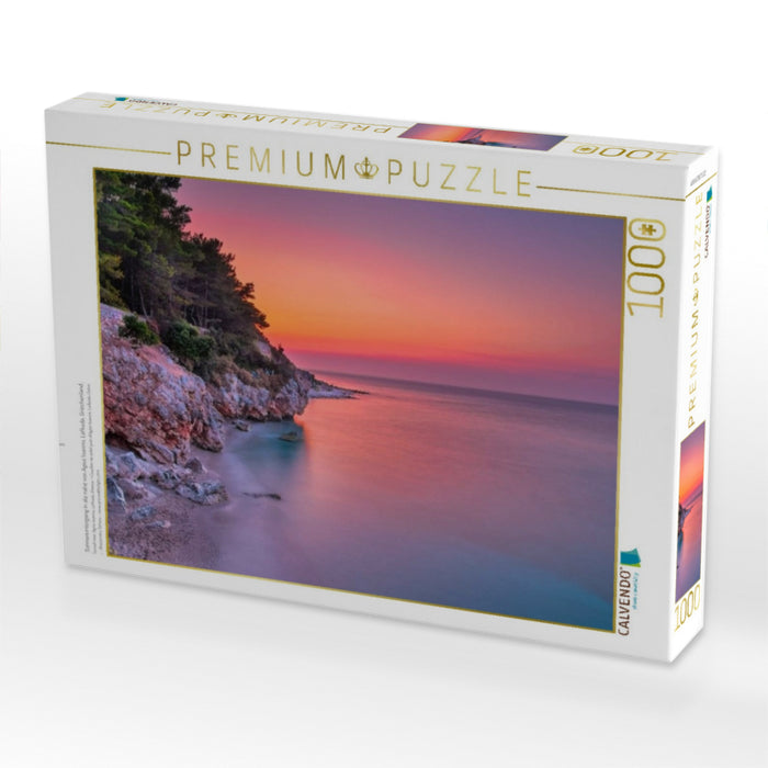Sonnenuntergang in die nähe von Agios Ioannis, Lefkada, Griechenland. - CALVENDO Foto-Puzzle'