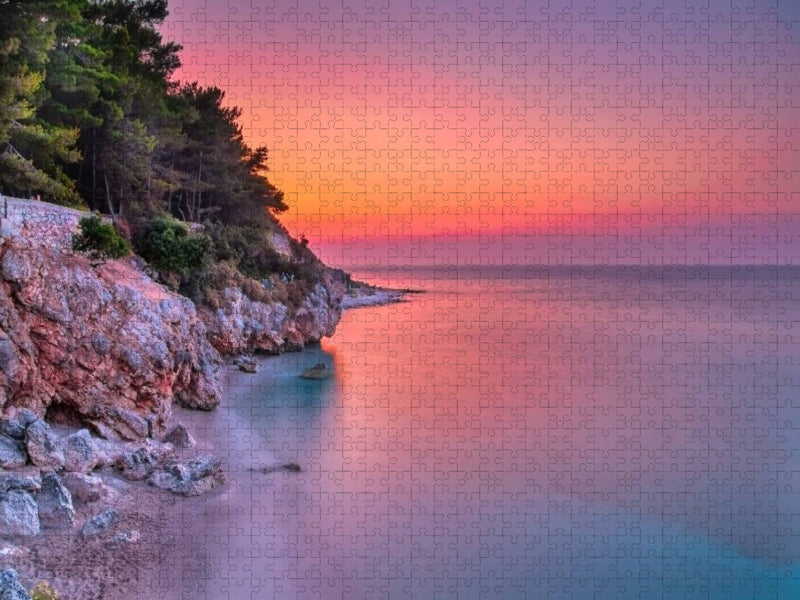 Sonnenuntergang in die nähe von Agios Ioannis, Lefkada, Griechenland. - CALVENDO Foto-Puzzle'