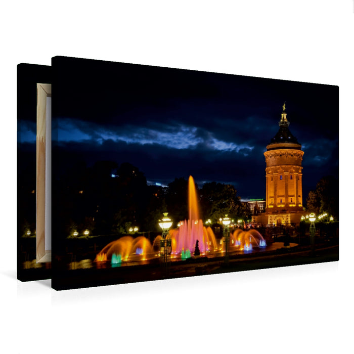 Premium Textil-Leinwand Wasserturm und Lichtspiele
