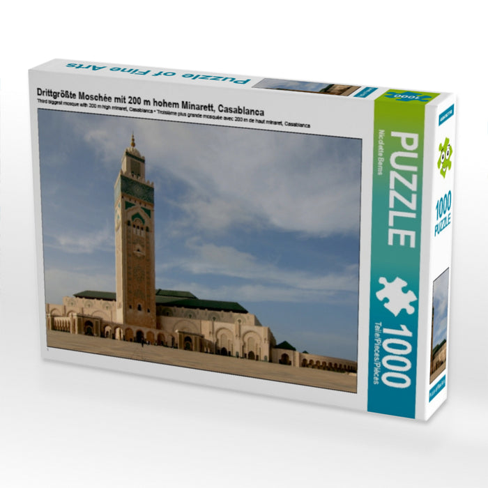 Drittgrößte Moschée mit 200 m hohem Minarett, Casablanca 1000 Teile Puzzle quer - CALVENDO Foto-Puzzle'