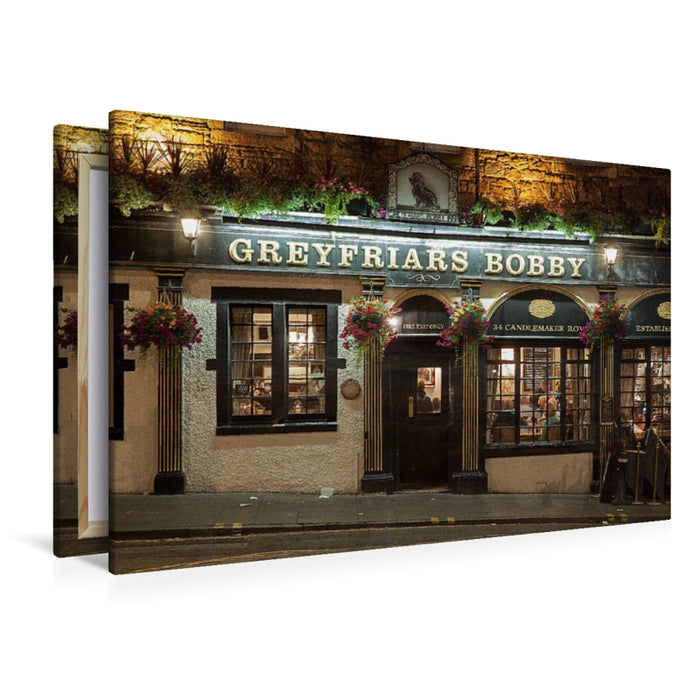 Toile textile haut de gamme Toile textile haut de gamme 120 cm x 80 cm paysage Greyfriars Bobby Pub 