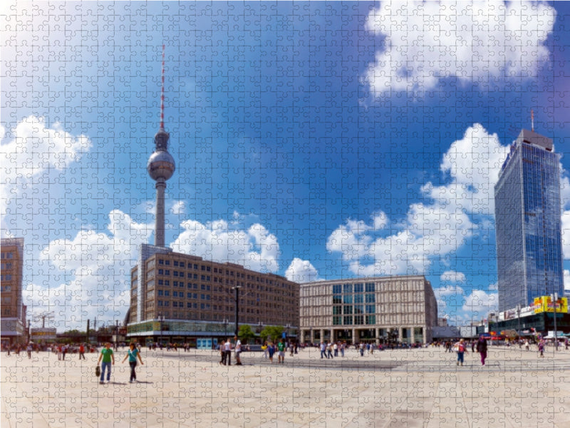 Der Alex! – Blick auf den Alexanderplatz und dem Berliner Wahrzeichen, dem Fernsehturm. 1000 Teile Puzzle quer - CALVENDO Foto-Puzzle'