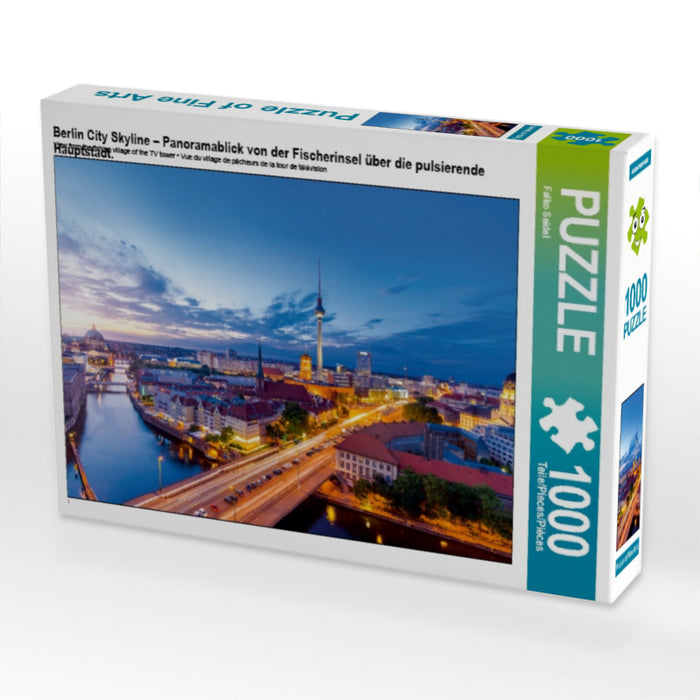 Berlin City Skyline – Panoramablick von der Fischerinsel über die pulsierende Hauptstadt. 1000 Teile Puzzle quer - CALVENDO Foto-Puzzle'