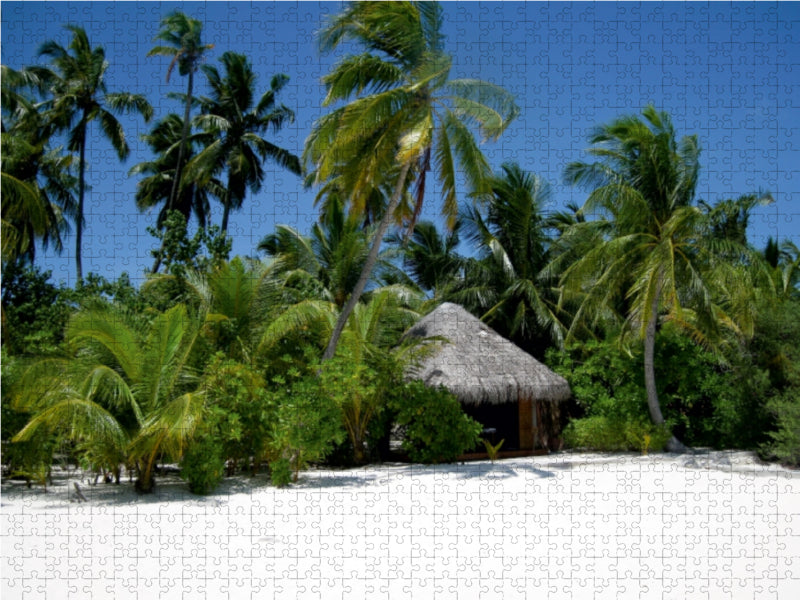 Hütte an weißem Traumstrand 1000 Teile Puzzle quer - CALVENDO Foto-Puzzle'