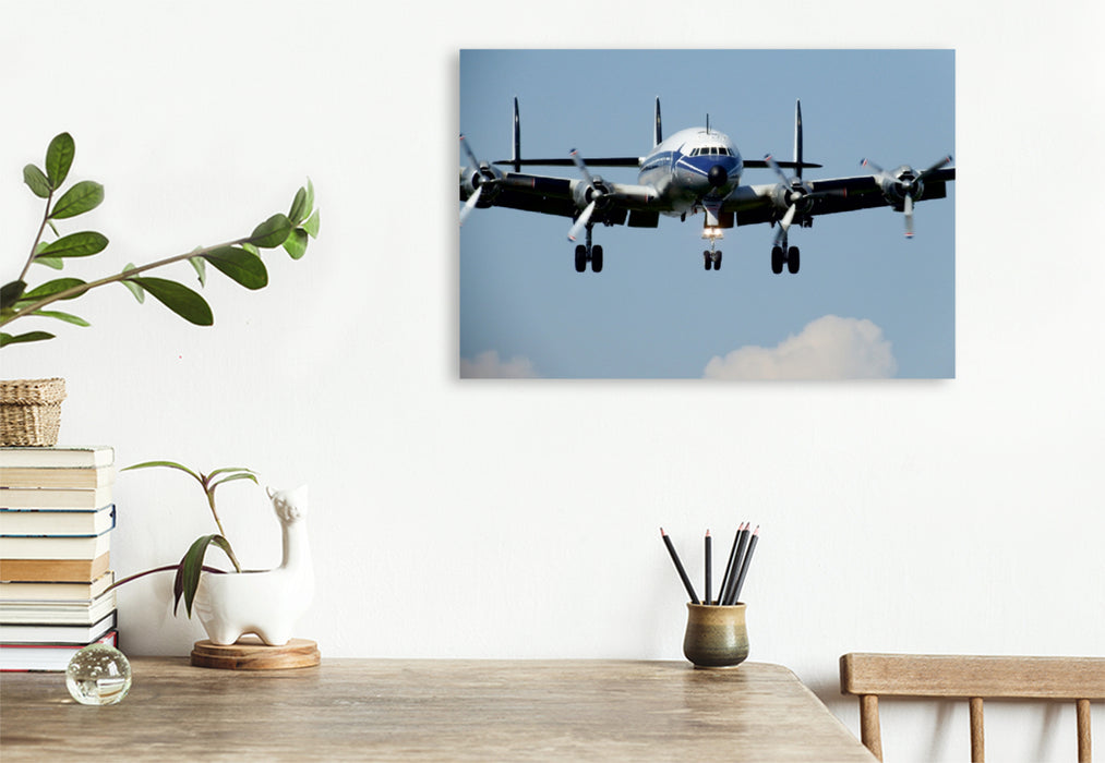 Premium Textil-Leinwand Premium Textil-Leinwand 120 cm x 80 cm quer Lockheed Super Constellation im Endanflug auf den Speyerer Flugplatz