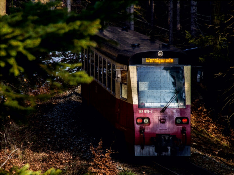 Mit dem HSB-Triebwagen 187 016-1 unterwegs 1000 Teile Puzzle quer - CALVENDO Foto-Puzzle'