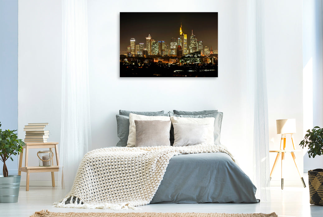 Premium Textil-Leinwand Premium Textil-Leinwand 120 cm x 80 cm quer Ein Motiv aus dem Kalender Frankfurt Skyline von Petrus Bodenstaff