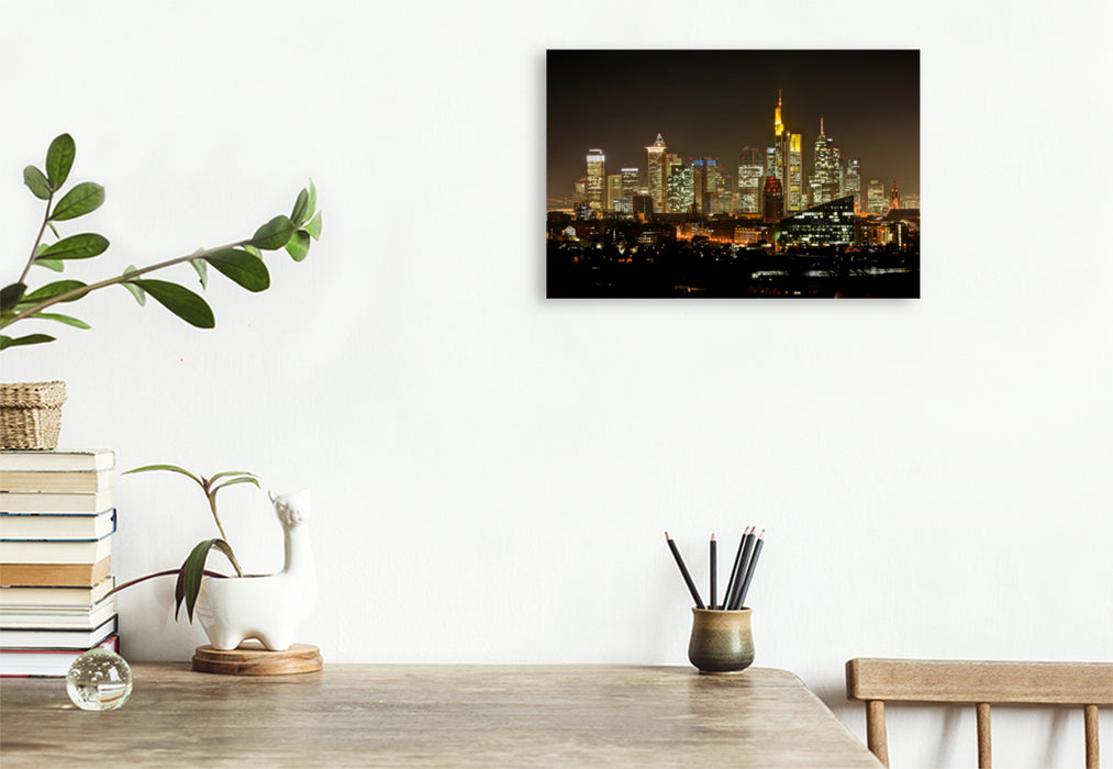 Premium Textil-Leinwand Premium Textil-Leinwand 120 cm x 80 cm quer Ein Motiv aus dem Kalender Frankfurt Skyline von Petrus Bodenstaff