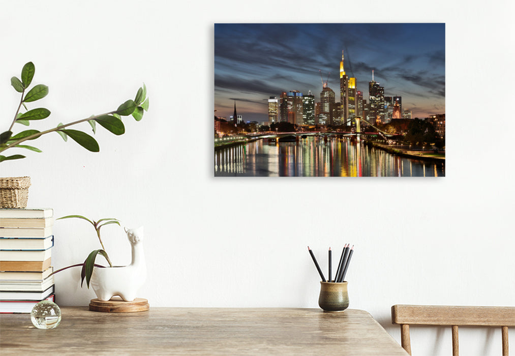 Toile textile haut de gamme Toile textile haut de gamme 120 cm x 80 cm paysage Un motif du calendrier Frankfurt Skyline de Petrus Bodenstaff 