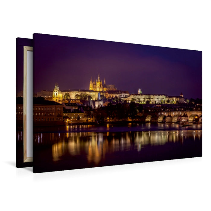 Premium Textil-Leinwand Prager Burg am Abend