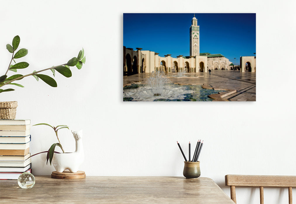 Premium Textil-Leinwand Premium Textil-Leinwand 120 cm x 80 cm quer Hassan II. Moschee, Casablanca