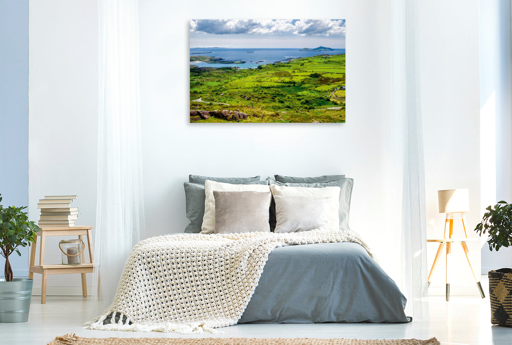 Premium Textil-Leinwand Premium Textil-Leinwand 120 cm x 80 cm quer View on Scariff Islands, Ring of Kerry, Irland