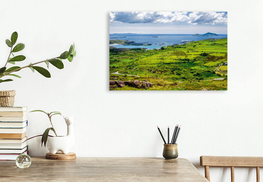 Premium Textil-Leinwand Premium Textil-Leinwand 120 cm x 80 cm quer View on Scariff Islands, Ring of Kerry, Irland