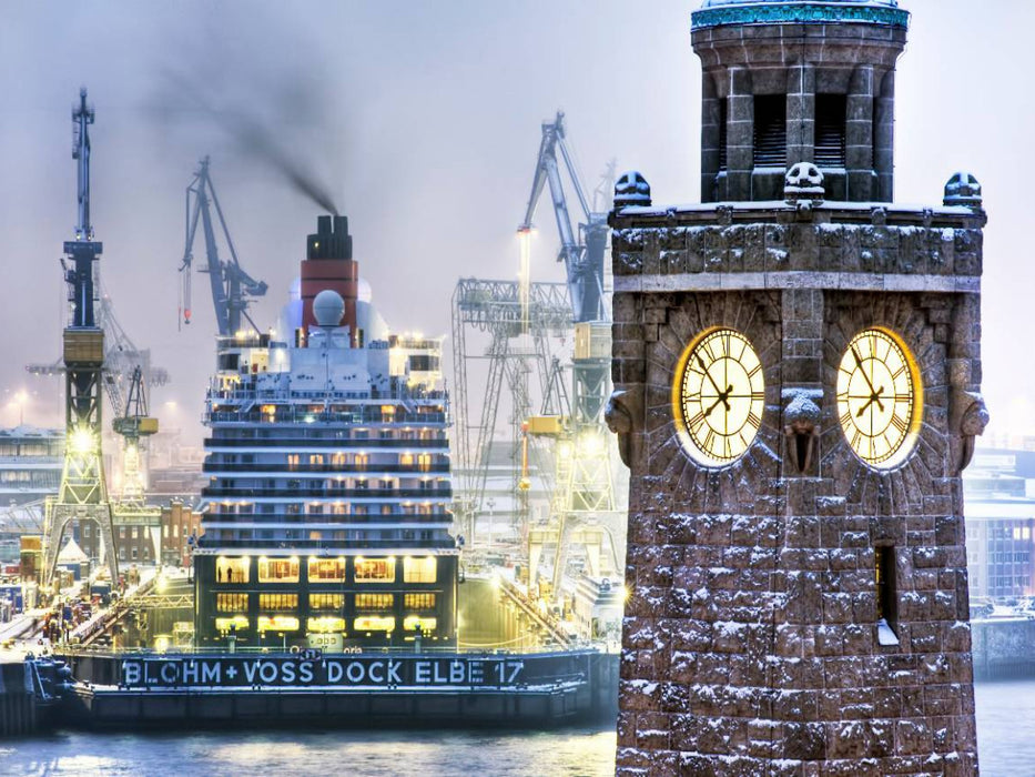 Kreuzfahrtschiff im Dock in Hamburg - CALVENDO Foto-Puzzle'