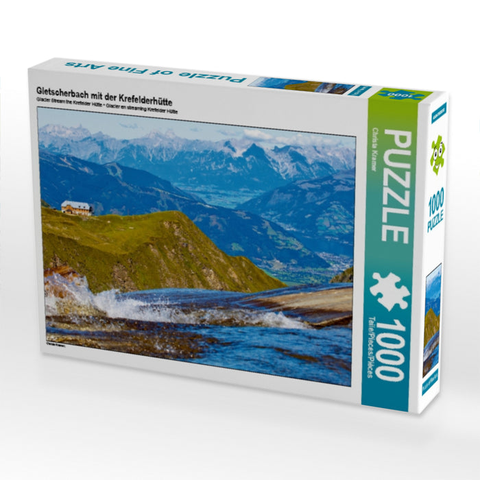 Gletscherbach mit der Krefelderhütte 1000 Teile Puzzle quer - CALVENDO Foto-Puzzle'