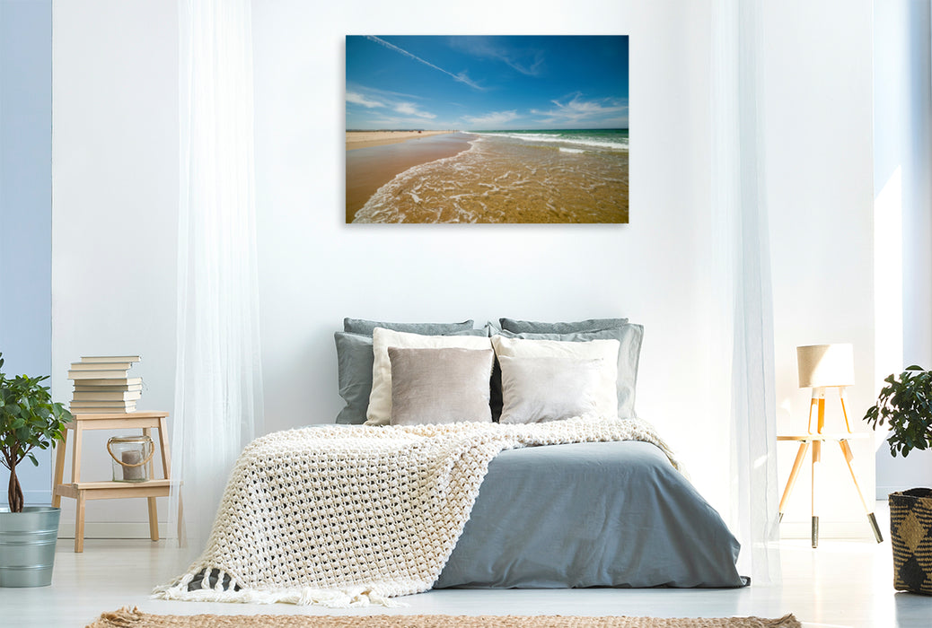 Premium Textil-Leinwand Premium Textil-Leinwand 120 cm x 80 cm quer Traumhafter Strand von Conil