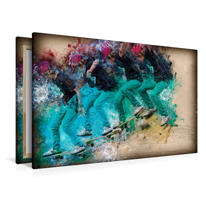Premium Textil-Leinwand Skateboarding