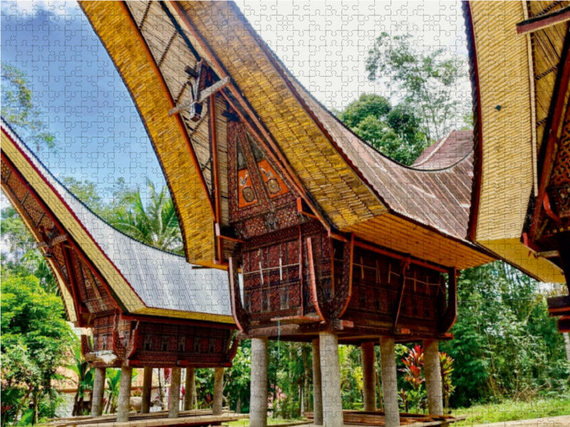 Traditionelle Häuser im Torojaland, Sulawesi 1000 Teile Puzzle quer - CALVENDO Foto-Puzzle'