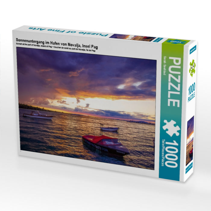 Sonnenuntergang im Hafen von Novalja, Insel Pag 1000 Teile Puzzle quer - CALVENDO Foto-Puzzle'