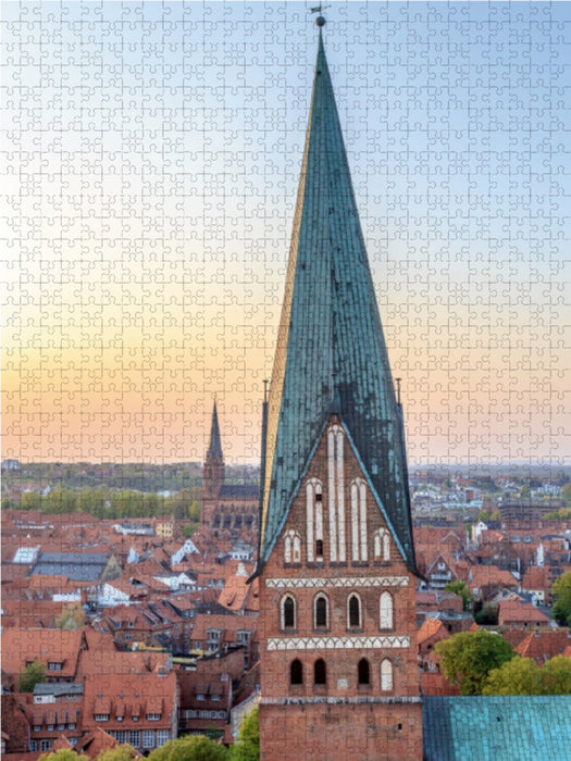 Blick über Lüneburg mit St. Johanniskirche 1000 Teile Puzzle hoch - CALVENDO Foto-Puzzle'