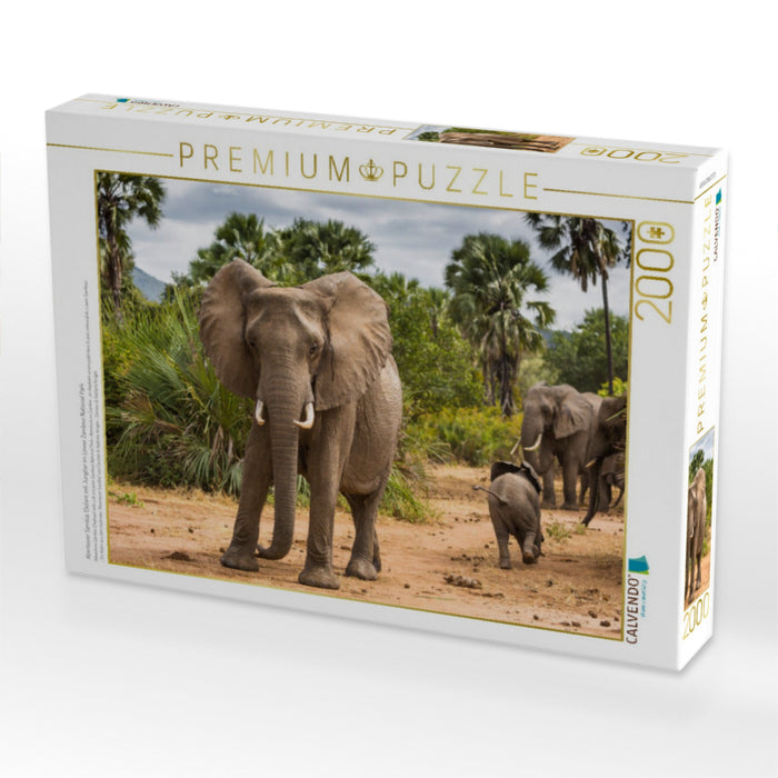 Abenteuer Sambia: Elefant mit Jungtier im Lower Zambezi National Park - CALVENDO Foto-Puzzle'