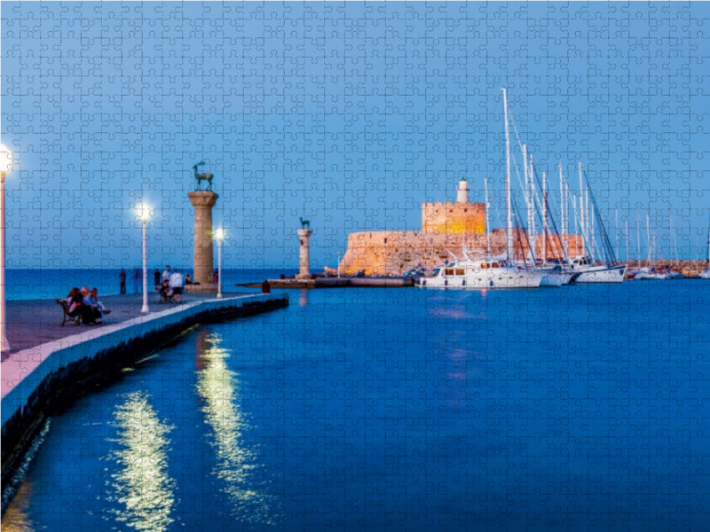 Mandraki-Hafen in der Stadt Rhodos auf der Insel Rhodos 1000 Teile Puzzle quer - CALVENDO Foto-Puzzle'