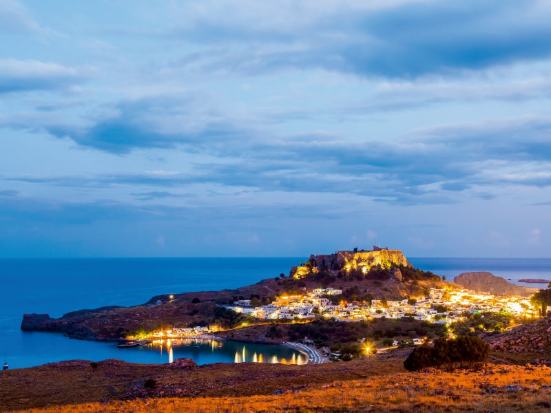 Lindos in der blauen Stunde 1000 Teile Puzzle quer - CALVENDO Foto-Puzzle'