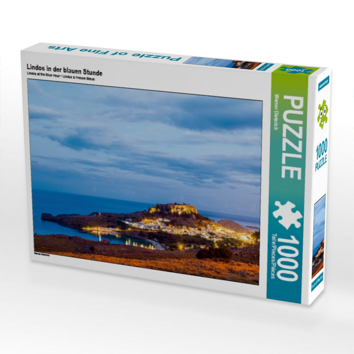 Lindos in der blauen Stunde 1000 Teile Puzzle quer - CALVENDO Foto-Puzzle'