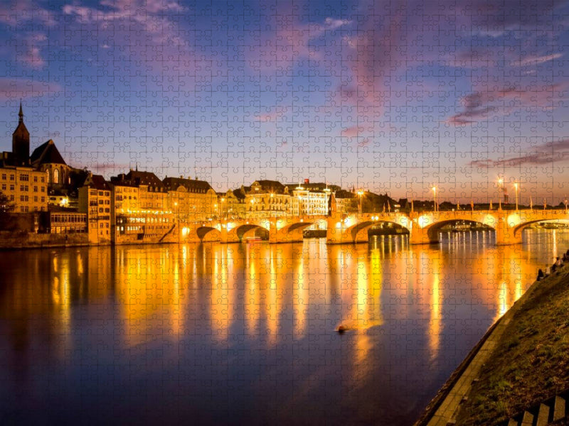 Mittlere Brücke über den Rhein in Basel - CALVENDO Foto-Puzzle'
