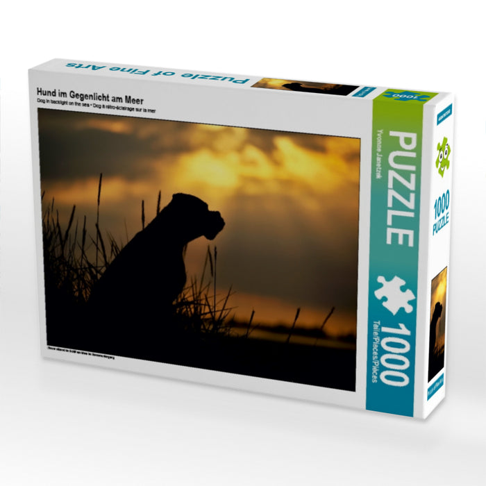 Hund im Gegenlicht am Meer 1000 Teile Puzzle quer - CALVENDO Foto-Puzzle'
