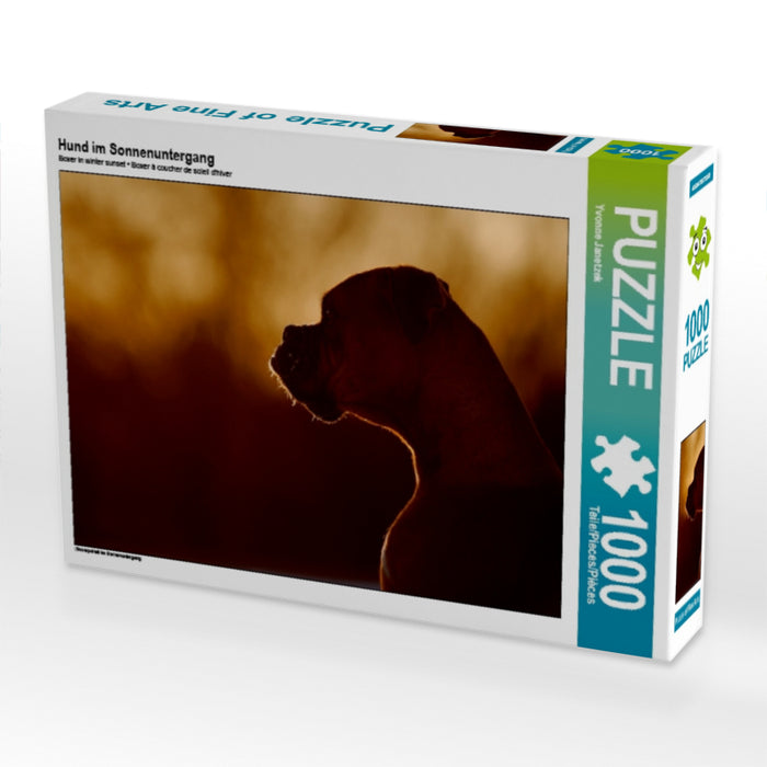 Hund im Sonnenuntergang 1000 Teile Puzzle quer - CALVENDO Foto-Puzzle'