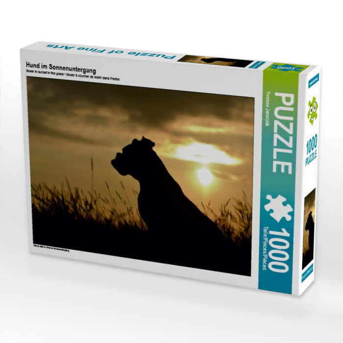 Hund im Sonnenuntergang 1000 Teile Puzzle quer - CALVENDO Foto-Puzzle'