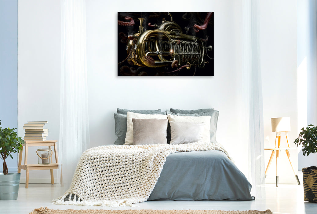 Premium Textil-Leinwand Premium Textil-Leinwand 120 cm x 80 cm quer Steampunk trumpet