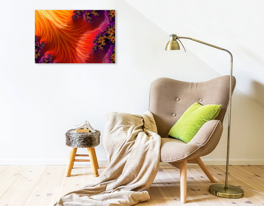 Toile textile premium Toile textile premium 75 cm x 50 cm paysage ruisseaux orange 