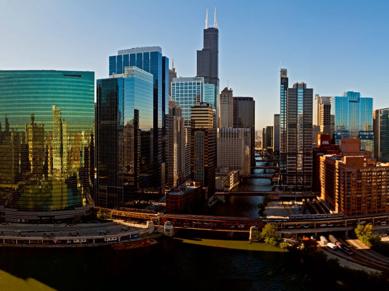 Upper Wacker Drive with Chicago River - CALVENDO photo puzzle 