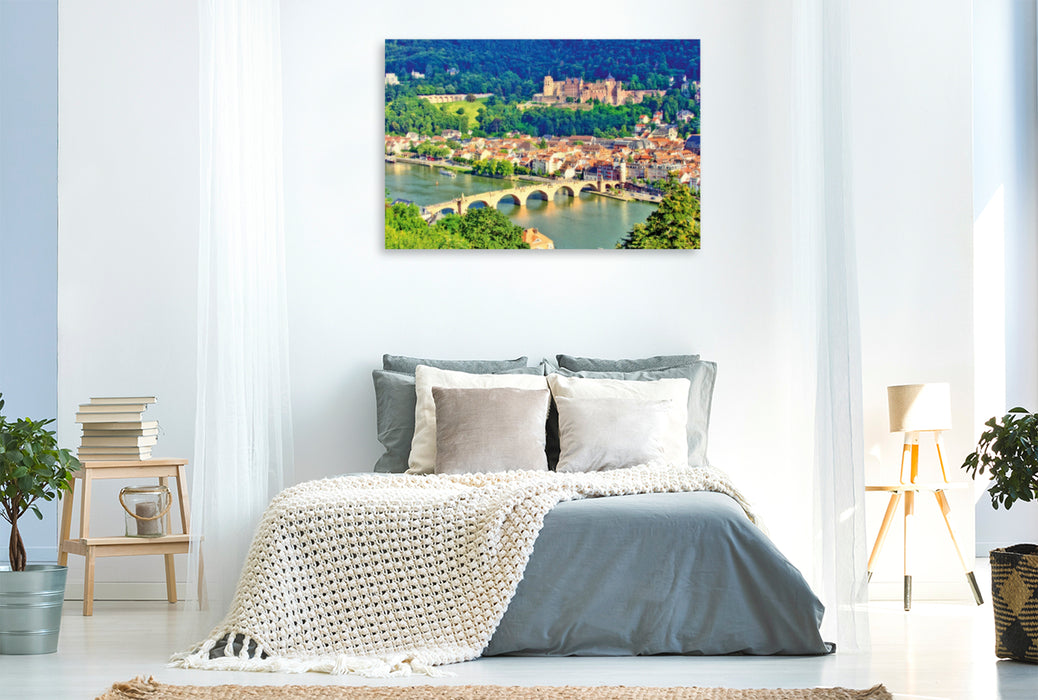 Premium Textil-Leinwand Premium Textil-Leinwand 120 cm x 80 cm quer Heidelberger Altstadt mit Schloss