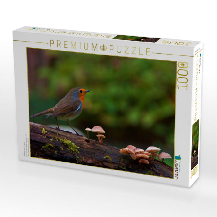 Rotkehlchen im Wald - CALVENDO Foto-Puzzle'