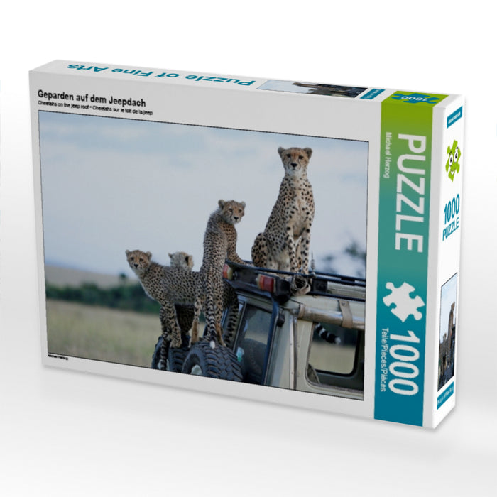 Geparden auf dem Jeepdach 1000 Teile Puzzle quer - CALVENDO Foto-Puzzle'