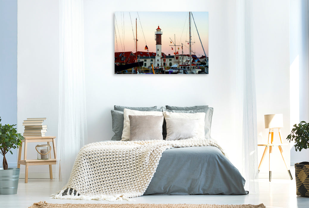 Toile textile haut de gamme Toile textile haut de gamme 120 cm x 80 cm à travers Timmendorf, port avec phare 