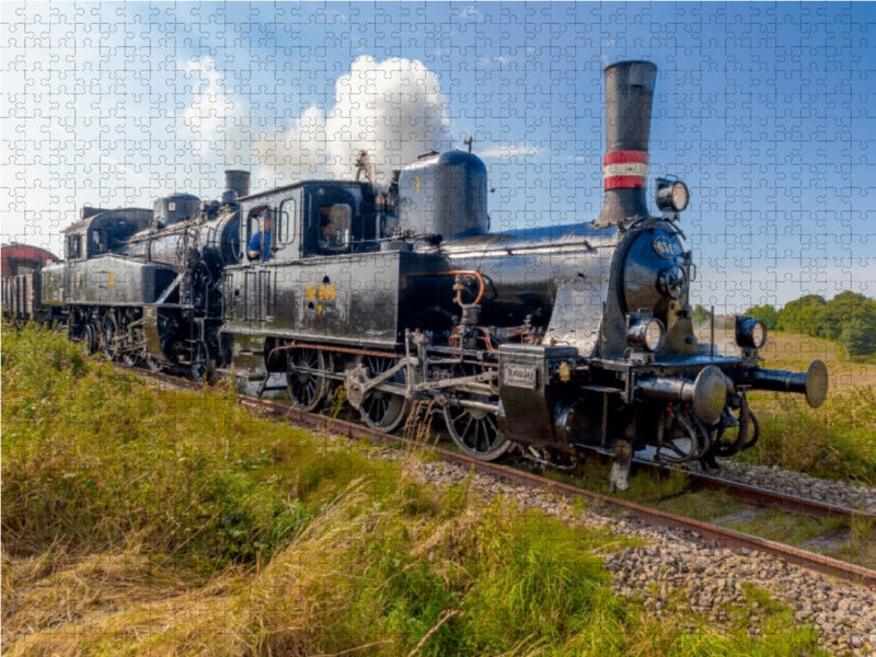 Die  Dampfloks S1916 und F654 der Angelner Dampfeisenbahn 1000 Teile Puzzle quer - CALVENDO Foto-Puzzle'